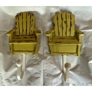 Coat Hooks Yellow Beach Chair Hangers 6" X 3" Each Set Of Two (2)